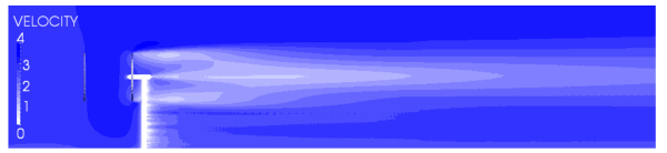 Sample picture of an expected result from similar research, downstream velocity profile (Edmunds et al., 2014)