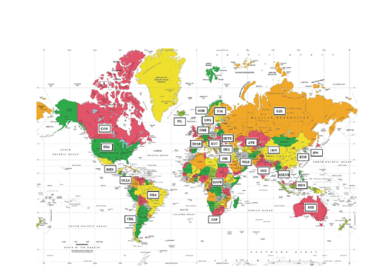 Regional breakdown for MUSE
