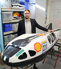 Oisin with ICHV01 the vehicle raced at the 2016 and 2017 Shell Eco-marathon events