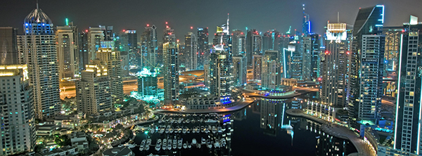 Dubai City Aerial view at night