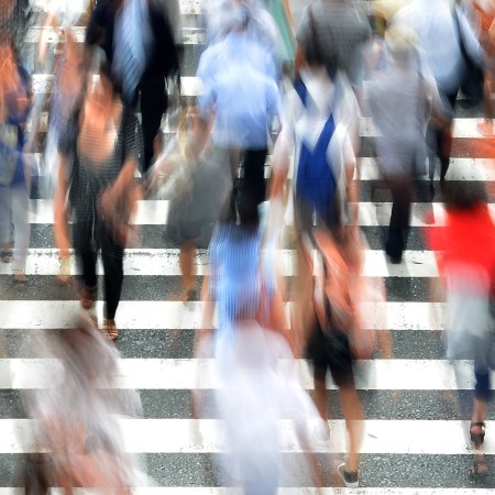 Busy pedestrian crossing