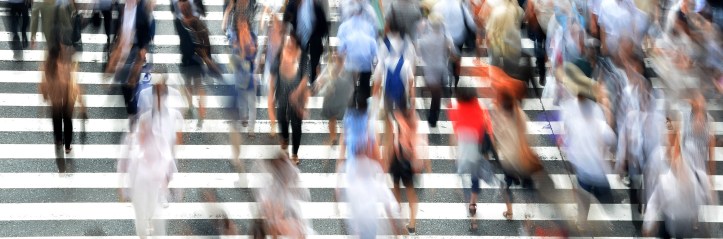 Busy pedestrian crossing