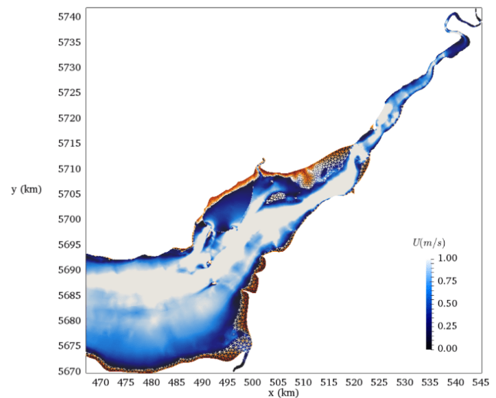 Simulation of a tidal lagoon in the Severn Estuary, UK using Thetis https://thetisproject.org/
