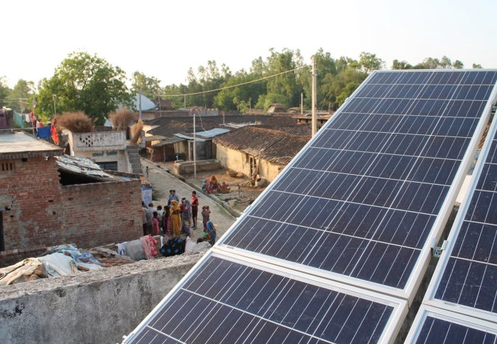 Solar panel in a rural village from an earlier project